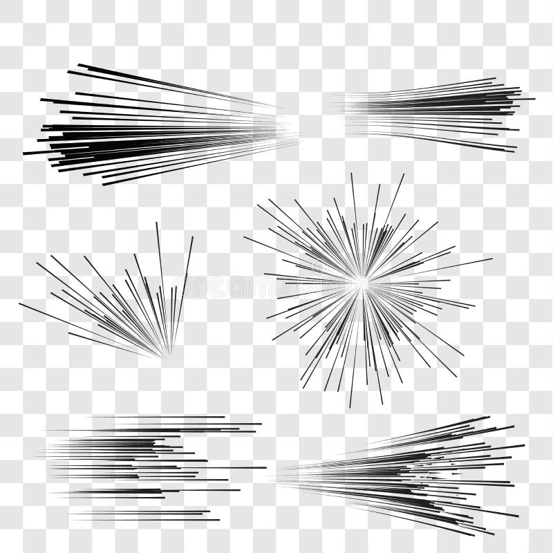 Speed lines set. Motion effect for your design. Black Comic lines on a transparent background. Speed lines set. Motion effect for your design. Black Comic lines on a transparent background.