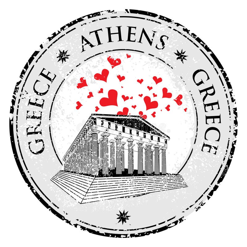Γραμματόσημο καρδιών αγάπης με το Parthenon από την Ελλάδα και το όνομα Ελλάδα που γράφεται μέσα στο γραμματόσημο απεικόνιση αποθεμάτων Γραμματόσημο καρδιών αγάπης με το Parthenon από την Ελλάδα και το όνομα Ελλάδα που γράφεται μέσα στο γραμματόσημο απεικόνιση αποθεμάτων