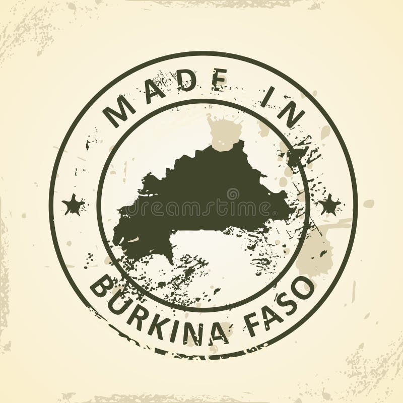 Γραμματόσημο με το χάρτη της Μπουρκίνα Φάσο διανυσματική απεικόνιση