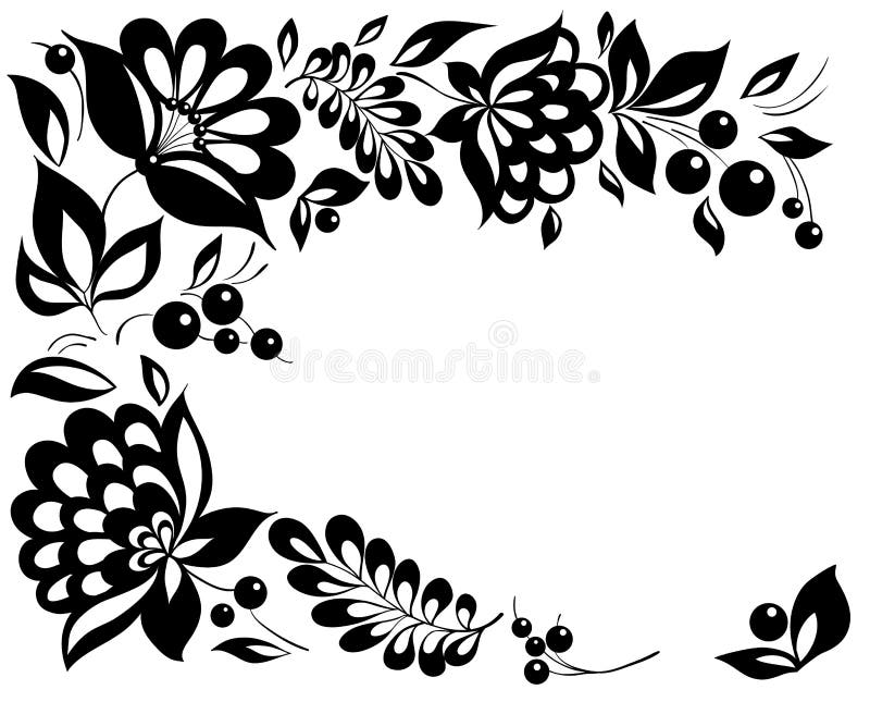 Γραπτά λουλούδια και φύλλα. Floral στοιχείο σχεδίου στο αναδρομικό ύφος απεικόνιση αποθεμάτων