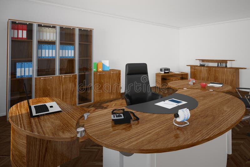 Γραφείο με τα ξύλινα furnitures διανυσματική απεικόνιση Γραφείο με τα ξύλινα furnitures διανυσματική απεικόνιση
