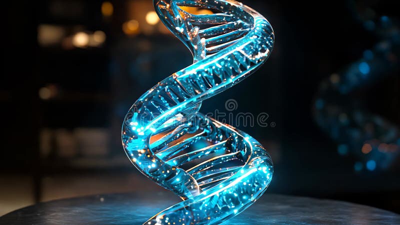 γραφικά κίνησης 3D ενός περιστρεφόμενου μορίου μπλε DNA ελεύθερη απεικόνιση δικαιώματος