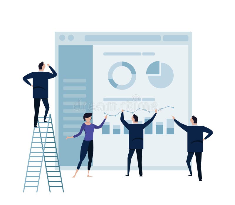 Γραφική παράσταση analytics επιχειρηματιών στην έννοια εργασίας επιχειρησιακών ομάδων οργάνων ελέγχου και ανθρώπων ελεύθερη απεικόνιση δικαιώματος Γραφική παράσταση analytics επιχειρηματιών στην έννοια εργασίας επιχειρησιακών ομάδων οργάνων ελέγχου και ανθρώπων ελεύθερη απεικόνιση δικαιώματος