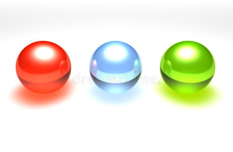 3 3d glass balls isolated. 3 3d glass balls isolated