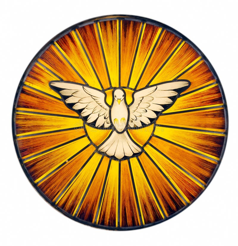 Stained glass depicting the symbol of the Holy Spirit. Stained glass depicting the symbol of the Holy Spirit