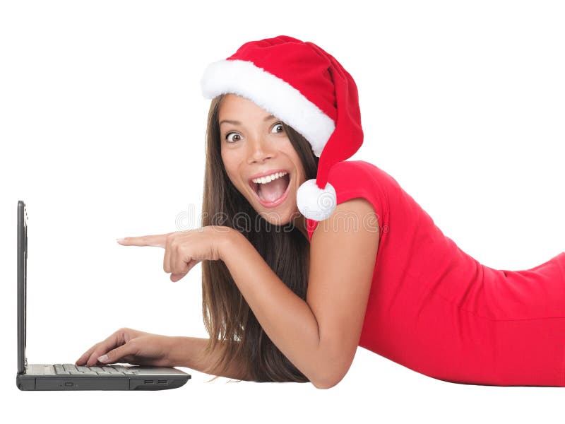 γυναίκα lap-top Χριστουγέννων στοκ φωτογραφίες