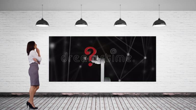 Γυναίκα που βλέπει ένα βίντεο στο LCD φιλμ μικρού μήκους