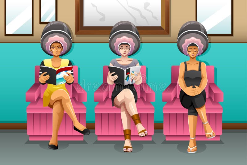 A vector illustration of women in hair salon. A vector illustration of women in hair salon