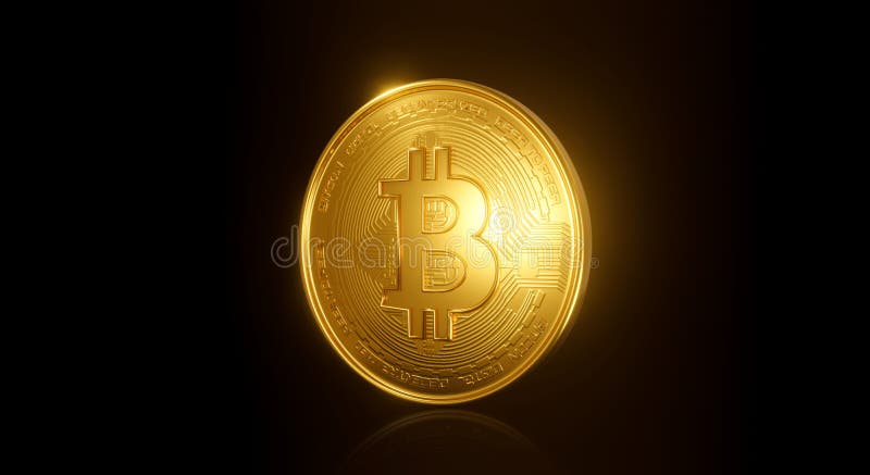 3δ απόδοση σε επιχειρήσεις με χρυσό bitcoin απομονωμένες σε μαύρο φόντο. btc κέρματος. έννοια τεχνολογίας μπλοκ. απεικόνιση αποθεμάτων