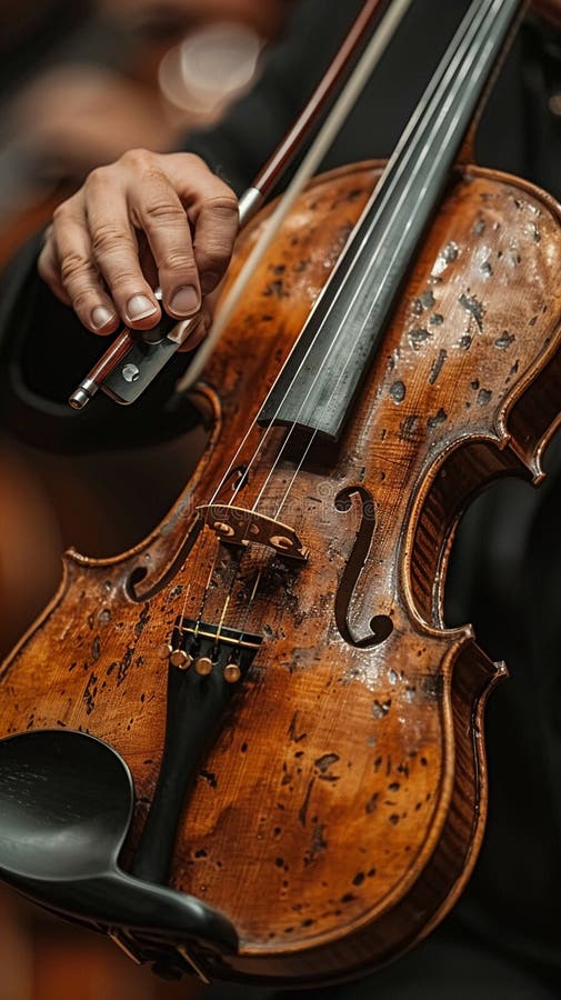 Fingers plucking the strings of a violin, capturing the elegance and emotion of classical music. AI generated. Fingers plucking the strings of a violin, capturing the elegance and emotion of classical music. AI generated