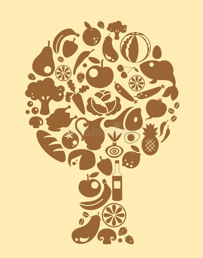 Set of food icons in a treeview. Set of food icons in a treeview