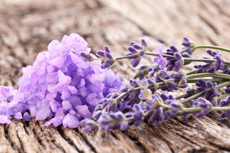 Δέσμη lavender και θάλασσας του άλατος. στοκ εικόνες