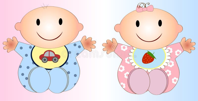 Twin Baby Boy And Girl.Vector illustration Two children . See my other works in portfolio. Twin Baby Boy And Girl.Vector illustration Two children . See my other works in portfolio.