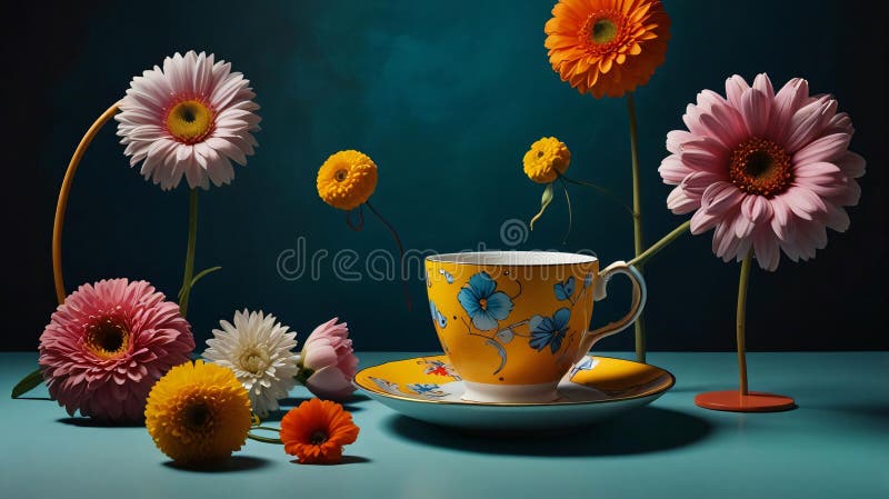 δακτύλιος από άνθη με ζωντανές μαργαρίτες gerbera. απεικόνιση αποθεμάτων