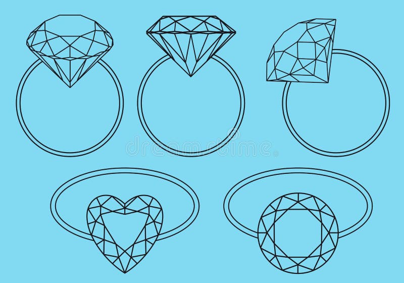 Brilliant rings, diamond engagement rings, vector set. Brilliant rings, diamond engagement rings, vector set