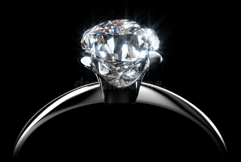 Diamond ring with glow effect on black. Diamond ring with glow effect on black