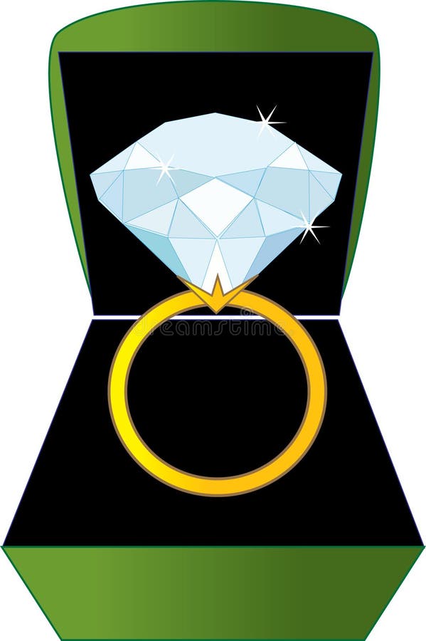 Diamond Ring in a green jewelry box. Diamond Ring in a green jewelry box