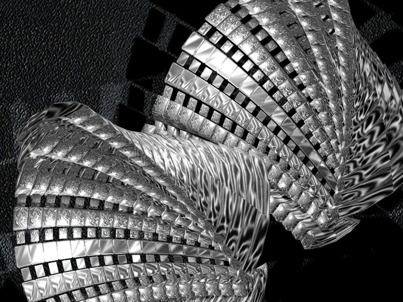 Silver see-shells on the dark black background. Illustration made on computer. Silver see-shells on the dark black background. Illustration made on computer.