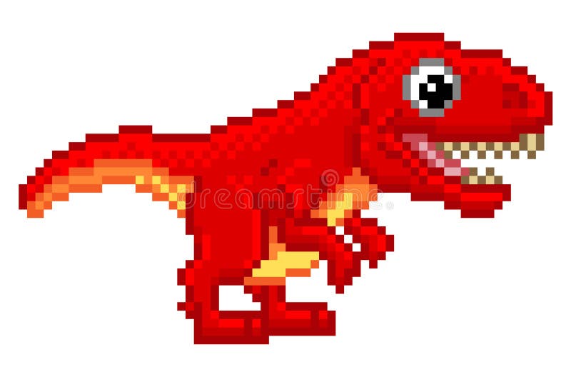 Pixel art 8 bit cartoon T Rex Tyrannosaurus dinosaur character. Pixel art 8 bit cartoon T Rex Tyrannosaurus dinosaur character