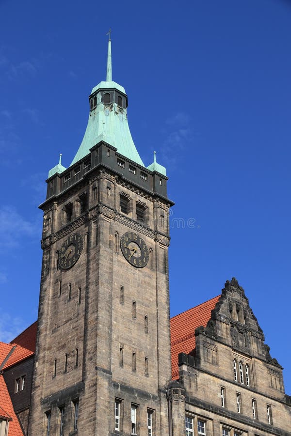 Chemnitz city in Germany. State of Saxony in Germany. Neumarkt square - New City Hall Neues Rathaus. Chemnitz city in Germany. State of Saxony in Germany. Neumarkt square - New City Hall Neues Rathaus