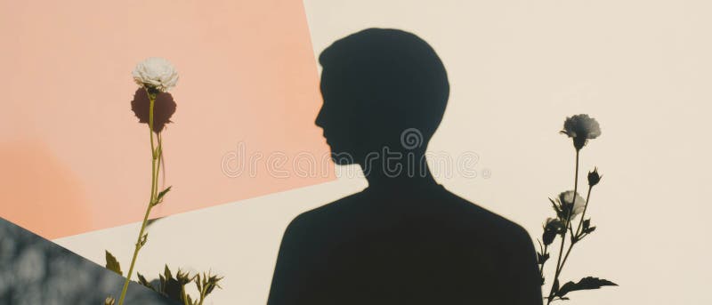 Δημιουργική εξερεύνηση σκιών και λουλουδιών σε μινιμαλιστική σύνθεση κολάζ στοκ φωτογραφία με δικαίωμα ελεύθερης χρήσης