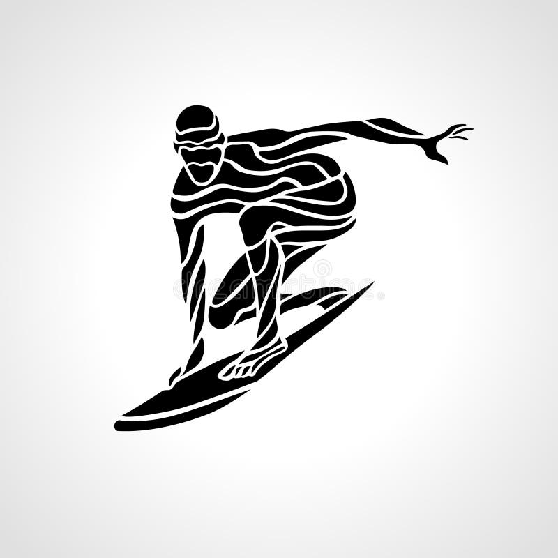 Δημιουργική σκιαγραφία του surfer απεικόνιση αποθεμάτων Δημιουργική σκιαγραφία του surfer απεικόνιση αποθεμάτων