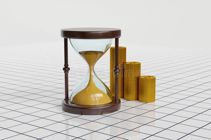 Creative photo 3d picture collage artwork sand hourglass punctuality money golden time is money isolated over visual hypnosis background. Creative photo 3d picture collage artwork sand hourglass punctuality money golden time is money isolated over visual hypnosis background.