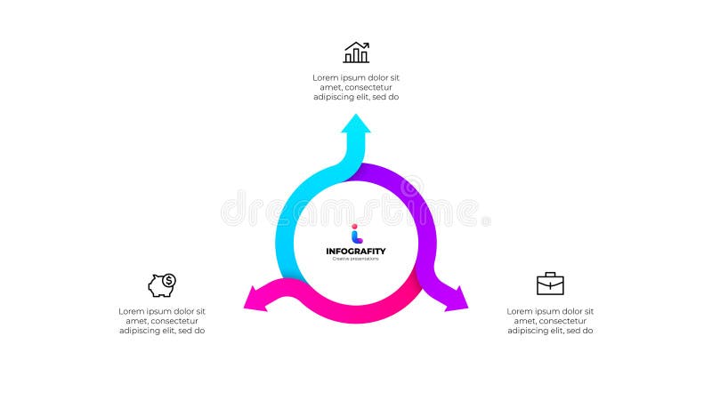 Cycle arrows diagram. Concept of 3 options of business project management. Vector illustration for data analysis visualization. Cycle arrows diagram. Concept of 3 options of business project management. Vector illustration for data analysis visualization.