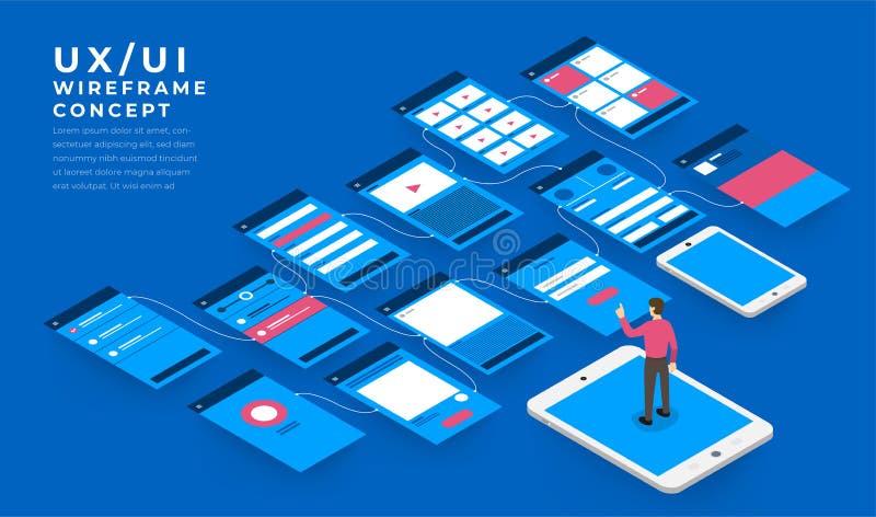 Διάγραμμα ροής UX UI Κινητή έννοια εφαρμογής προτύπων isometric απεικόνιση αποθεμάτων Διάγραμμα ροής UX UI Κινητή έννοια εφαρμογής προτύπων isometric απεικόνιση αποθεμάτων