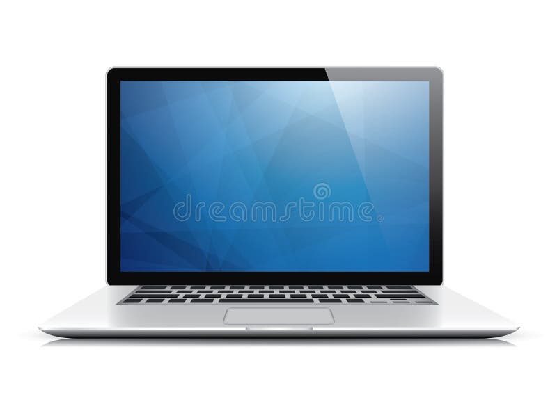Διάνυσμα lap-top με την μπλε αφηρημένη ταπετσαρία απεικόνιση αποθεμάτων Διάνυσμα lap-top με την μπλε αφηρημένη ταπετσαρία απεικόνιση αποθεμάτων