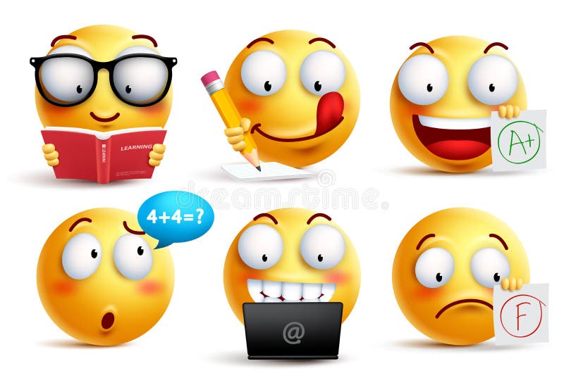 Διάνυσμα προσώπου Smiley που τίθεται για πίσω στο σχολείο με τις εκφράσεις του προσώπου ελεύθερη απεικόνιση δικαιώματος Διάνυσμα προσώπου Smiley που τίθεται για πίσω στο σχολείο με τις εκφράσεις του προσώπου ελεύθερη απεικόνιση δικαιώματος