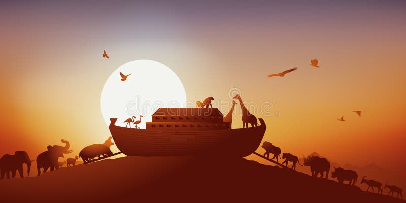 Διάσημος μύθος της κιβωτού Noah’s πριν από την πλημμύρα διανυσματική απεικόνιση Διάσημος μύθος της κιβωτού Noah’s πριν από την πλημμύρα διανυσματική απεικόνιση