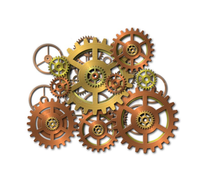 Crowd of various old cogwheels - gears - on white background. Crowd of various old cogwheels - gears - on white background