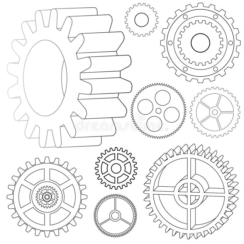 Vector illustration of the various gears - cog wheels. Vector illustration of the various gears - cog wheels