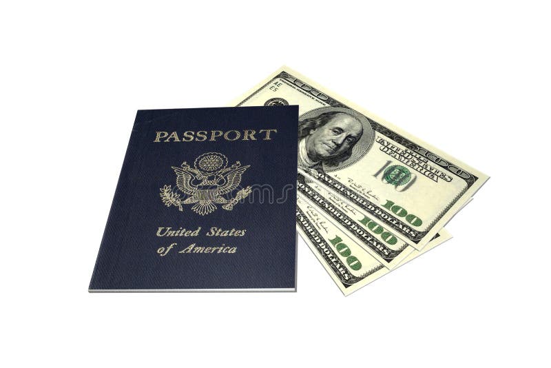 Image of a U.S. passport and money. Image of a U.S. passport and money.