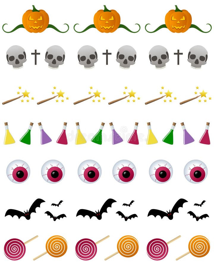 Set of seven Halloween seamless dividers, useful as design elements, borders or banners. Eps file available. Set of seven Halloween seamless dividers, useful as design elements, borders or banners. Eps file available.