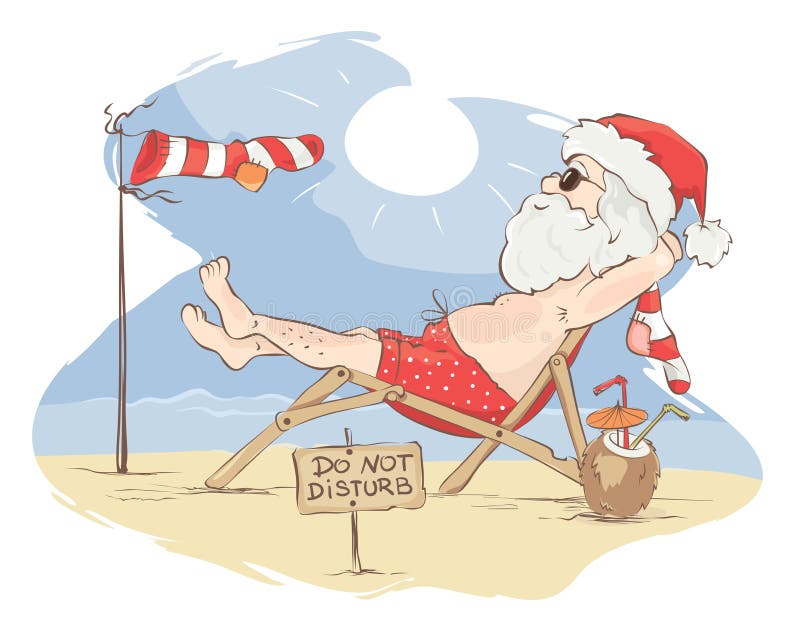 Funny Christmas card, do not disturb - Santa has a rest, vector illustration. Funny Christmas card, do not disturb - Santa has a rest, vector illustration