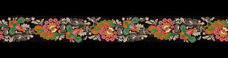 διακοσμητικό ikat floral embroiderin στο μαύρο φόντο γεωμετρικό εθνικό προσανατολισμό, παραδοσιακό στυλ aztec αφηρημένο διάνυσμα στοκ φωτογραφία