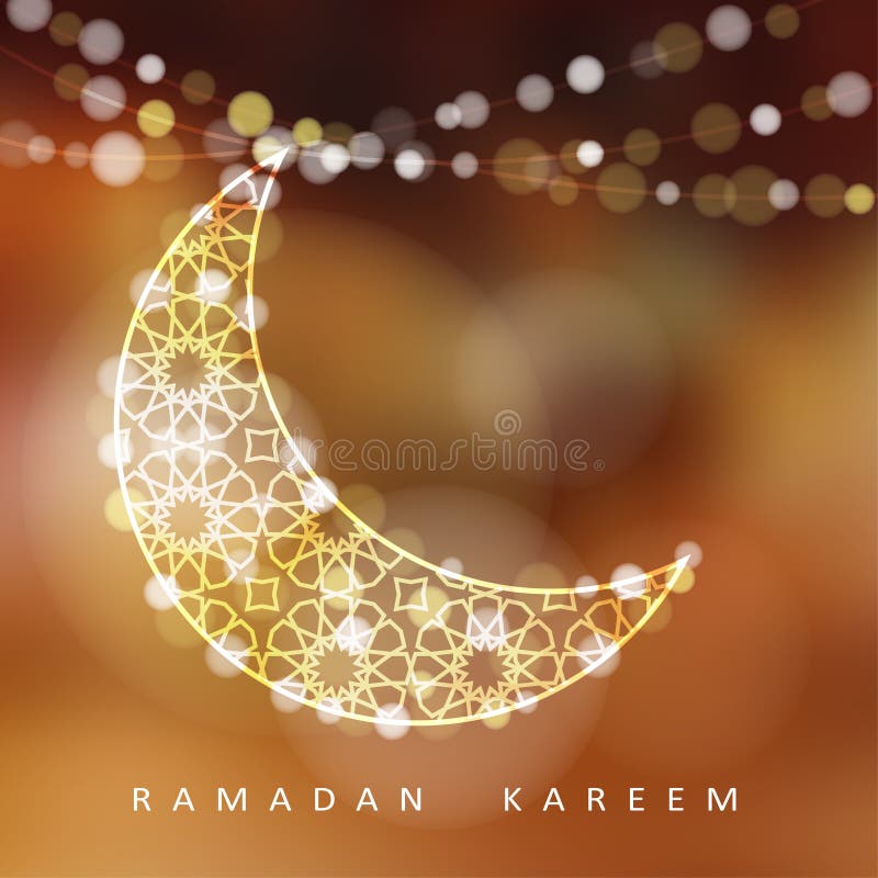 Διακοσμητικό φεγγάρι με τα φω'τα, απεικόνιση Ramadan
