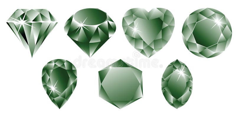 Green diamonds collection against white background, abstract vector art illustration. Green diamonds collection against white background, abstract vector art illustration