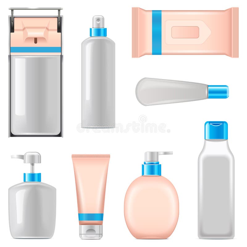 Vector Antiseptic Packaging Icons isolated on white background. Vector Antiseptic Packaging Icons isolated on white background