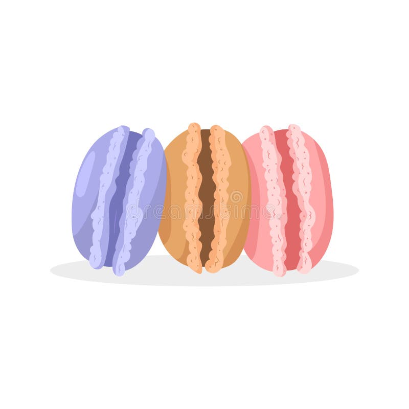 Διανυσματικά ζωηρόχρωμα macarons που απομονώνονται στο άσπρο υπόβαθρο απεικόνιση αποθεμάτων