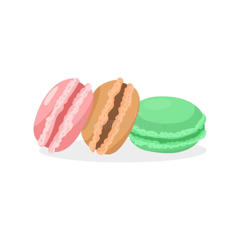 Διανυσματικά ζωηρόχρωμα macarons που απομονώνονται στο άσπρο υπόβαθρο 2 ελεύθερη απεικόνιση δικαιώματος