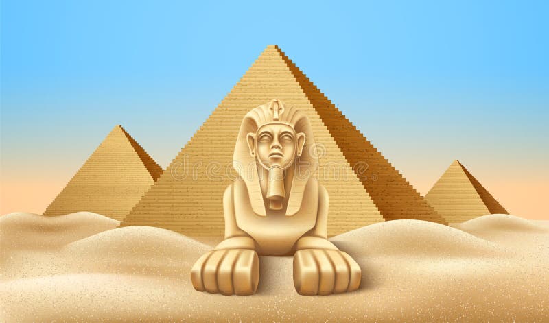 Διανυσματικά πυραμίδα και sphinx ορόσημο της Αιγύπτου ρεαλιστικές ελεύθερη απεικόνιση δικαιώματος Διανυσματικά πυραμίδα και sphinx ορόσημο της Αιγύπτου ρεαλιστικές ελεύθερη απεικόνιση δικαιώματος