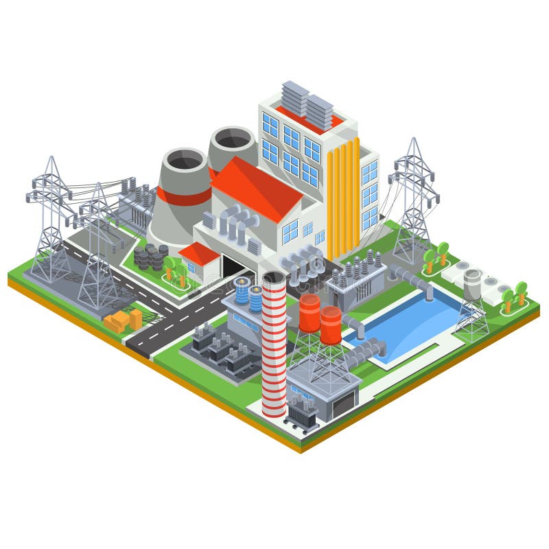 Διανυσματική isometric απεικόνιση ενός πυρηνικού σταθμού για την παραγωγή της ηλεκτρικής ενέργειας διανυσματική απεικόνιση Διανυσματική isometric απεικόνιση ενός πυρηνικού σταθμού για την παραγωγή της ηλεκτρικής ενέργειας διανυσματική απεικόνιση