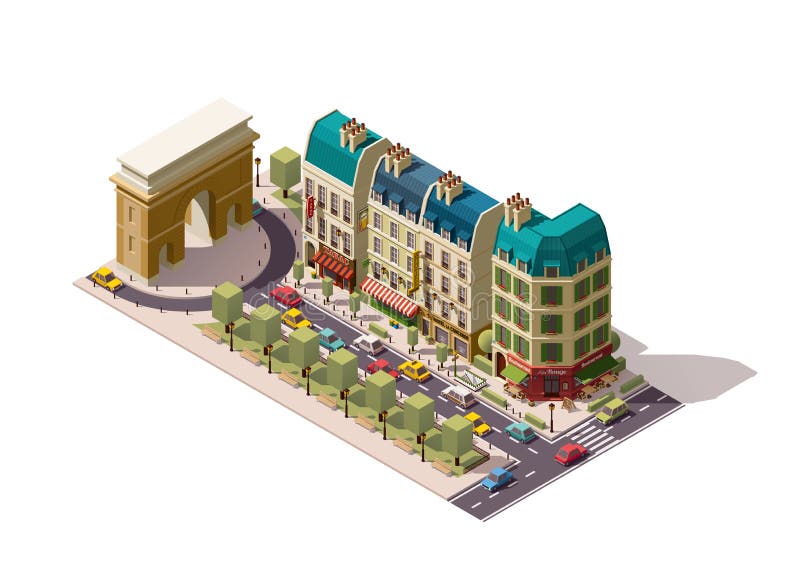 Διανυσματική isometric οδός του Παρισιού ελεύθερη απεικόνιση δικαιώματος Διανυσματική isometric οδός του Παρισιού ελεύθερη απεικόνιση δικαιώματος