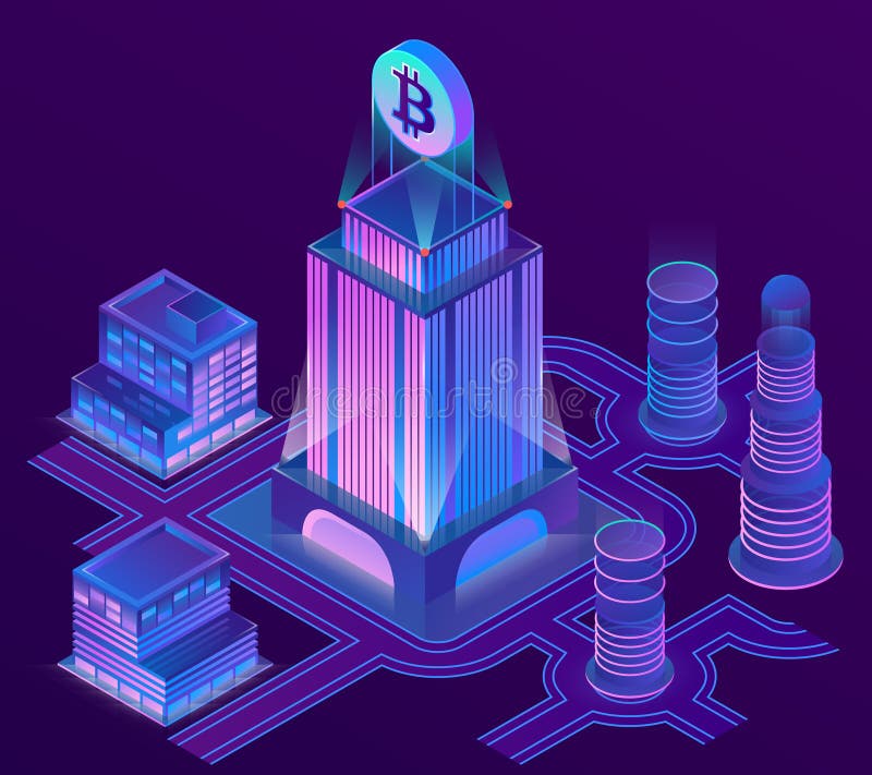 Διανυσματική isometric πόλη στα υπεριώδη χρώματα ελεύθερη απεικόνιση δικαιώματος Διανυσματική isometric πόλη στα υπεριώδη χρώματα ελεύθερη απεικόνιση δικαιώματος