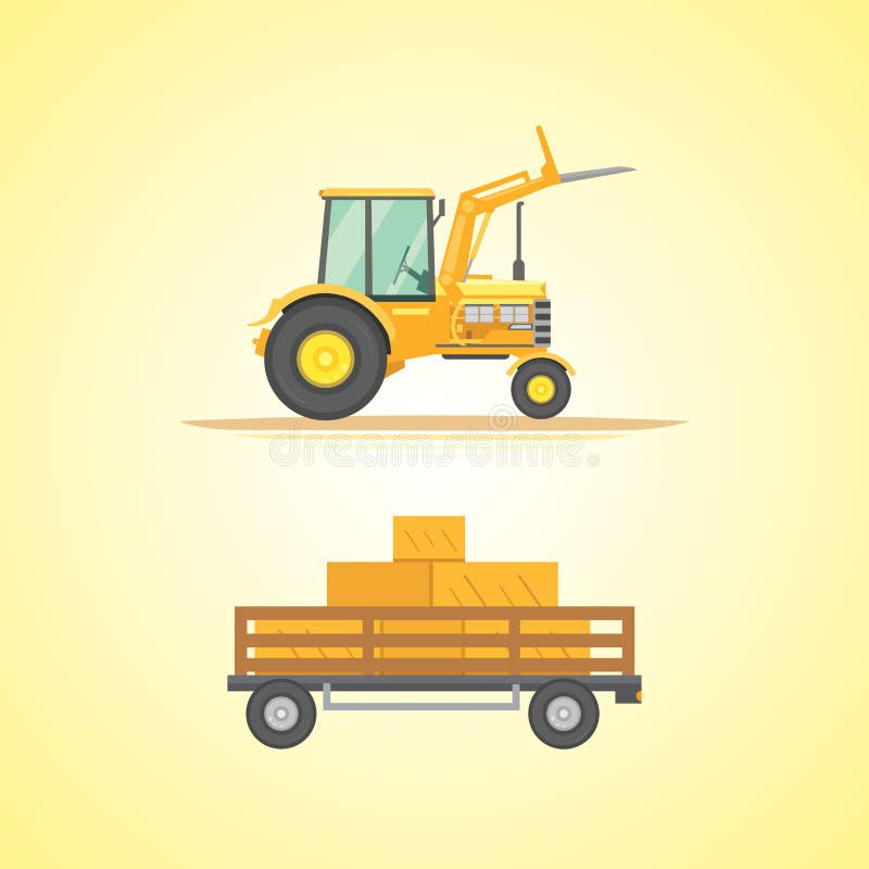 Farm tractor icon vector illustration. Heavy agricultural machinery for field work. Farm tractor icon vector illustration. Heavy agricultural machinery for field work