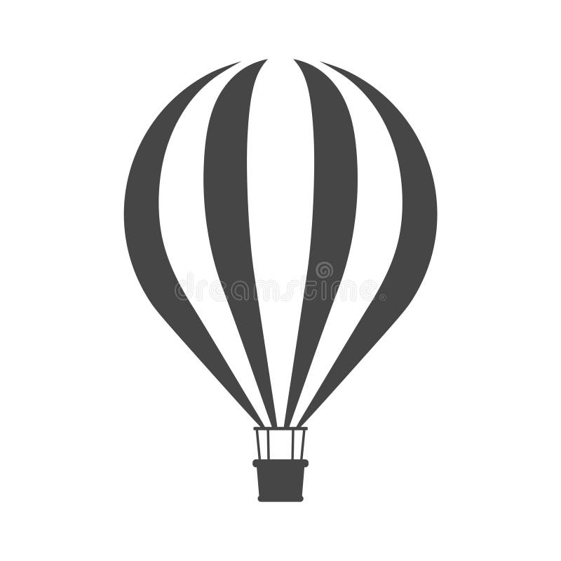 Hot air balloon vector illustration on white background, simple vector icon. Hot air balloon vector illustration on white background, simple vector icon