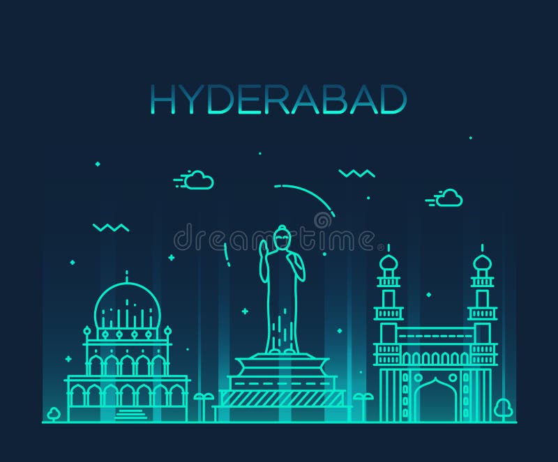 Διανυσματική απεικόνιση οριζόντων του Hyderabad γραμμική διανυσματική απεικόνιση Διανυσματική απεικόνιση οριζόντων του Hyderabad γραμμική διανυσματική απεικόνιση